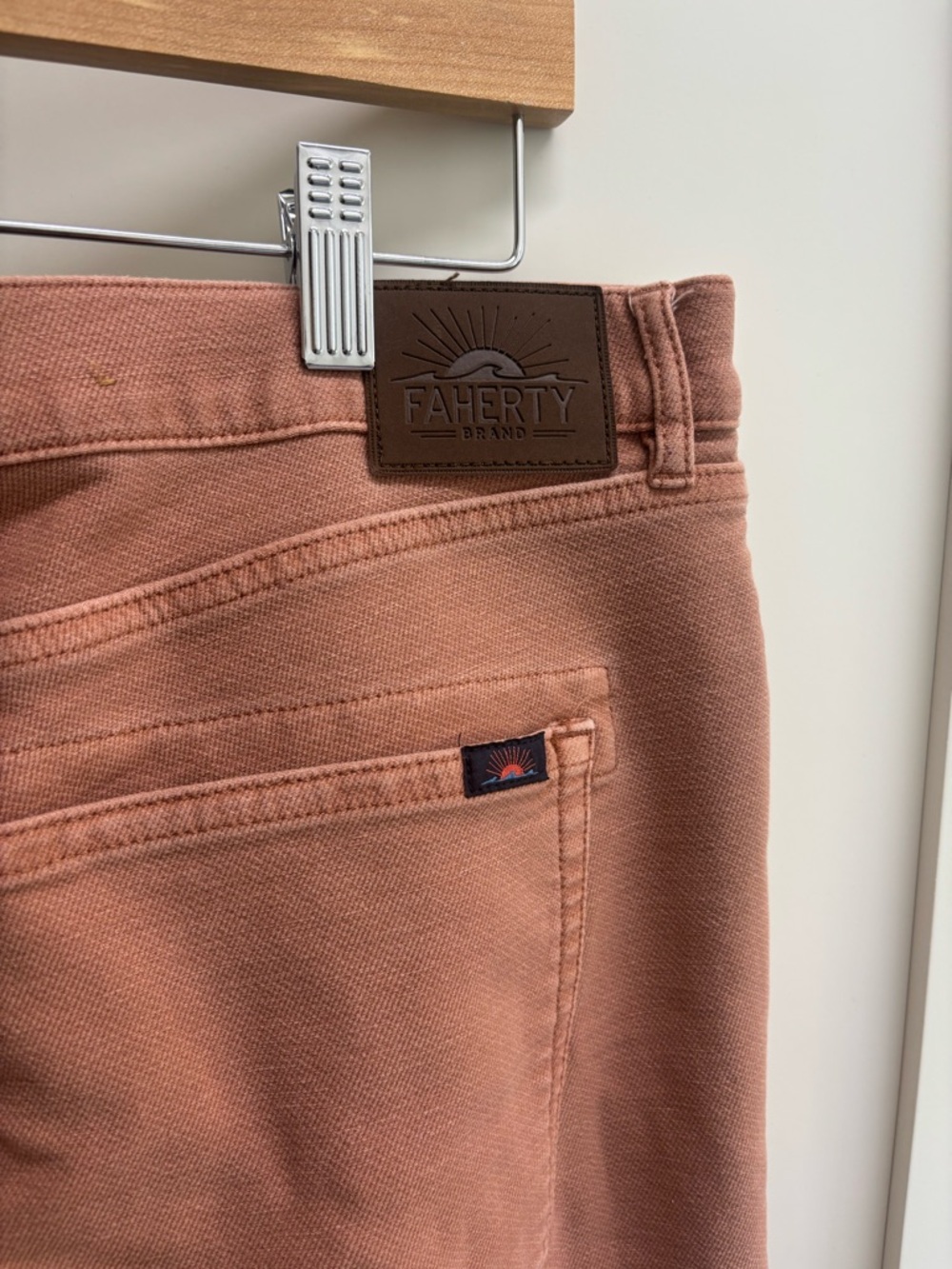 Faherty Stretch Terry 5 Pocket Pants Mens 38x27 Athletic Fit Mesa Red - Picture 5 of 10